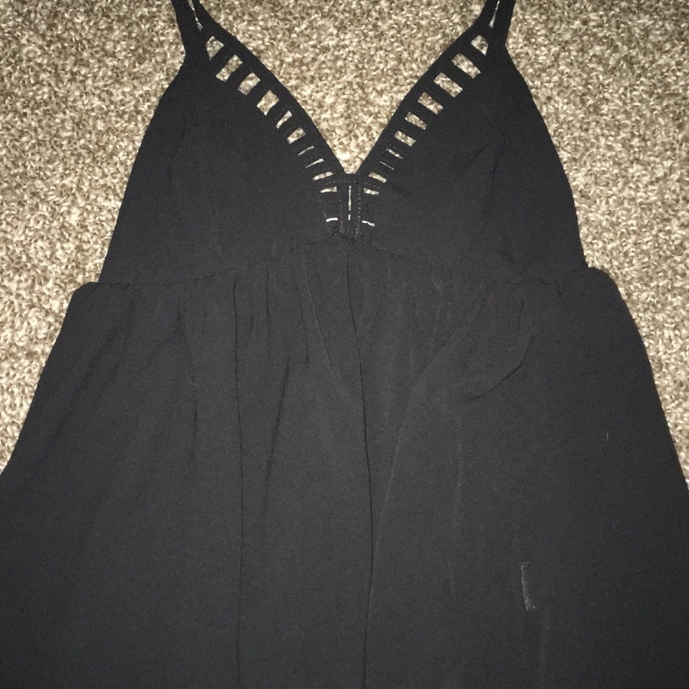 Black Flowy Tank with top cut outs
